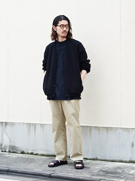 「ポートバイアーク」｜「アイテム（スラックス）」を使った、ARKnets STAFFさん（メンズ・173cm）の夏コーディネート