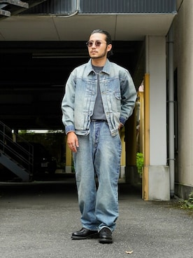 「marka（マーカ）のアイテム（デニムジャケット）」を使った、ARKnets STAFFさん（メンズ・164cm）の夏コーディネート
