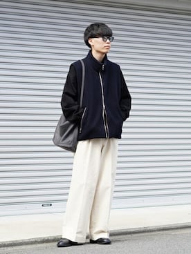 「ポートバイアーク」｜「アイテム（スラックス）」を使った、ARKnets STAFFさん（メンズ・177cm）の秋コーディネート