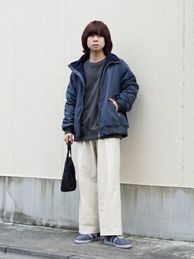 「ポートバイアーク」｜「アイテム（スラックス）」を使った、ARKnets STAFFさん（メンズ・169cm）の秋コーディネート
