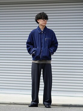 「ポートバイアーク」｜「アイテム（スラックス）」を使った、ARKnets STAFFさん（メンズ・177cm）の秋コーディネート