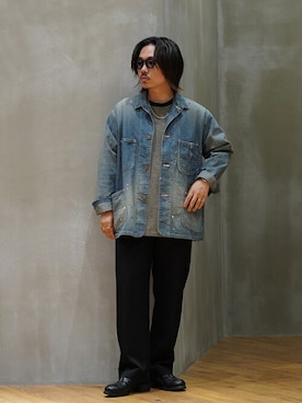 「ポートバイアーク」｜「アイテム（スラックス）」を使った、ARKnets STAFFさん（メンズ・169cm）の秋コーディネート