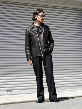 「ポートバイアーク」｜「アイテム（スラックス）」を使った、ARKnets STAFFさん（メンズ・173cm）の秋コーディネート