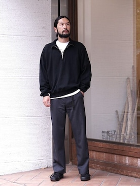 「ポートバイアーク」｜「アイテム（スウェット）」を使った、ARKnets STAFFさん（メンズ・174cm）の秋コーディネート
