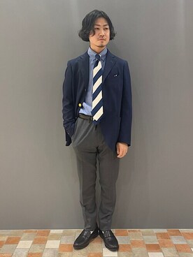 「アイテム（ネクタイ、ブルー系）」を使った、大羽賀さん（メンズ・164cm）の冬コーディネート