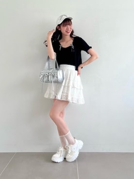 「MAJESTIC LEGON（マジェスティックレゴン）のアイテム（キャップ）」を使った、hisaneさん（レディース・165cm）の春コーディネート