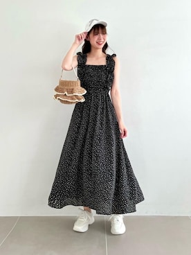 「MAJESTIC LEGON（マジェスティックレゴン）の厚底2WAYリボンスニーカー（スニーカー）」を使った、hisaneさん（レディース・165cm）の春コーディネート