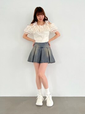 「MAJESTIC LEGON（マジェスティックレゴン）の厚底2WAYリボンスニーカー（スニーカー）」を使った、hisaneさん（レディース・165cm）の夏コーディネート