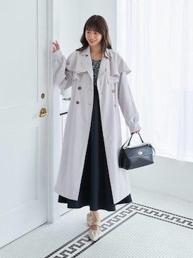 「アイテム（トレンチコート、パープル系）」を使った、hisaneさん（レディース・165cm）の冬コーディネート