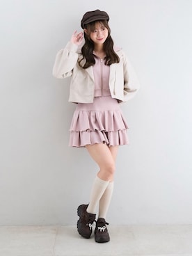 「アイテム（ライダースジャケット）」を使った、hisaneさん（レディース・165cm）の秋コーディネート