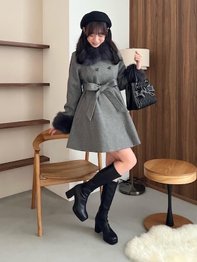 「アイテム（その他アウター、グレー系）」を使った、hisaneさん（レディース・165cm）の秋コーディネート