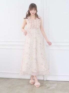 「MAJESTIC LEGON（マジェスティックレゴン）のフラワークリアヒールフリルサンダル（サンダル、ピンク系）」を使った、hisaneさん（メンズ・165cm）の春コーディネート