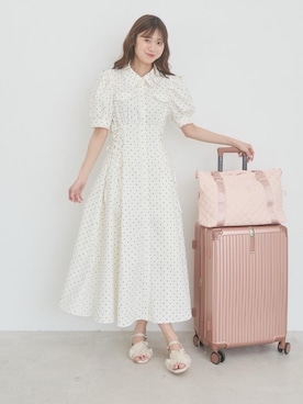 「MAJESTIC LEGON（マジェスティックレゴン）のキルティングトラベルボストン（ボストンバッグ、ピンク系）」を使った、hisaneさん（メンズ・165cm）の春コーディネート