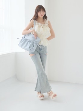「MAJESTIC LEGON（マジェスティックレゴン）のジェリーソールスポサン（サンダル、ホワイト系）」を使った、hisaneさん（メンズ・165cm）の夏コーディネート