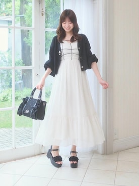「MAJESTIC LEGON（マジェスティックレゴン）のミルフィーユフリル厚底サンダル（サンダル、ブラック系）」を使った、hisaneさん（メンズ・165cm）の夏コーディネート