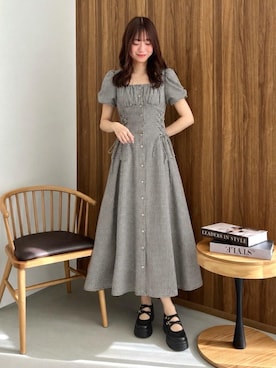 「MAJESTIC LEGON（マジェスティックレゴン）のサイドレースアップスクエアネックワンピ（ワンピース、ブラック系）」を使った、hisaneさん（メンズ・165cm）の秋コーディネート