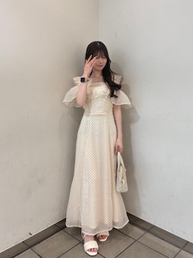 「フェミニン 」｜マイカさん（レディース・153cm）の夏コーディネート