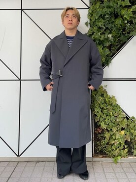「PUBLIC TOKYO（パブリックトウキョウ）のアイテム（トレンチコート）」を使った、堀内優希さん（メンズ・165cm）の春コーディネート