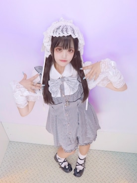 「アイテム（チュニック）」を使った、ねむりさん（レディース・155cm）の夏コーディネート