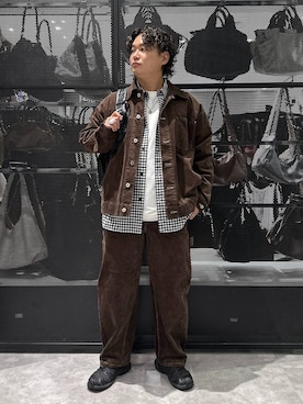 「LAKOLE（ラコレ）のヘビーウエイトパックロンT / 1046839（Tシャツ/カットソー、ホワイト系）」を使った、Mikiyaさん（メンズ・168cm）の秋コーディネート