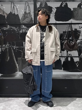 「LAKOLE（ラコレ）のヘビーウエイトパックロンT / 1046839（Tシャツ/カットソー、ホワイト系）」を使った、Mikiyaさん（メンズ・168cm）の秋コーディネート
