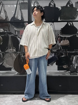 「OOFOS（ウーフォス）の【OOFOS(ウーフォス)】OOriginal（サンダル、ブラック系）」を使った、Mikiyaさん（メンズ・168cm）の夏コーディネート