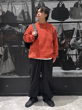 「LAKOLE（ラコレ）のTECHスムース長袖T / 1057821（Tシャツ/カットソー、ホワイト系）」を使った、Mikiyaさん（メンズ・168cm）の秋コーディネート
