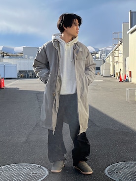 「AVIREX（アヴィレックス）のアイテム（ダウンジャケット/コート）」を使った、wasabiさん（メンズ・168cm）の冬コーディネート