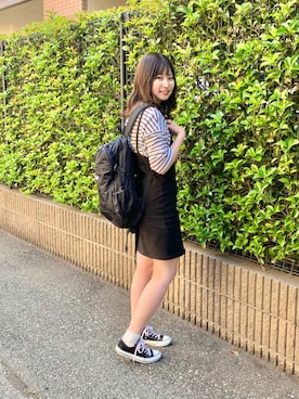 「CONVERSE（コンバース）のCONVERSE コンバース オール スター オックス / ALL STAR OX(BLACK) 32160321（スニーカー）」を使った、みさきさん（レディース・162cm・20代）の夏コーディネート