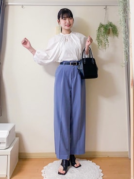 「Honeys（ハニーズ）のアイテム（スラックス）」を使った、みさきさん（レディース・162cm）の夏コーディネート