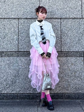 「チュールスカート」｜みさきさん（レディース・162cm）の春コーディネート