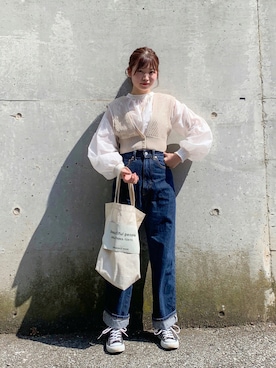 「トートバック」｜「アイテム（その他）」を使った、みさきさん（レディース・162cm）の秋コーディネート