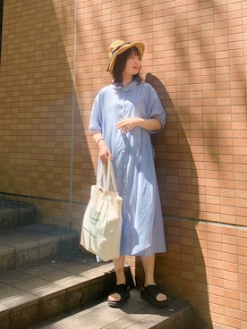 「ストライプワンピース」｜「アイテム（その他）」を使った、みさきさん（レディース・162cm）の夏コーディネート