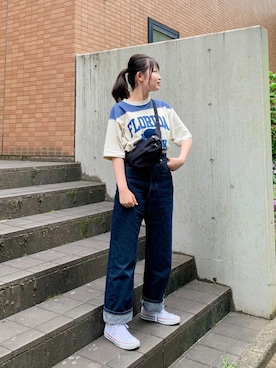 「BEAMS（ビームス）のアイテム（ボディバッグ/ウエストポーチ）」を使った、みさきさん（レディース・162cm）の夏コーディネート