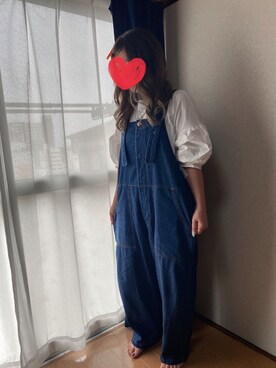 「RNA（アールエヌエー）のアイテム（オールインワン・サロペット）」を使った、マッキーさん（レディース・154cm）の夏コーディネート