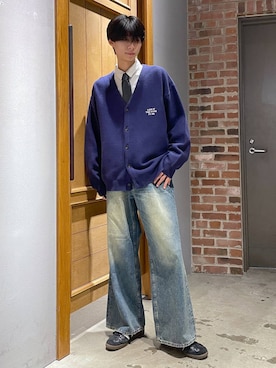 「RAGEBLUE（レイジブルー）のアイテム（カーディガン/ボレロ）」を使った、りょーやさん（メンズ・180cm）の春コーディネート