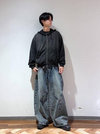 「RAGEBLUE(レイジブルー)のCROPPED CUT SUEDE PULLOVER/クロップドカットスウェードプルオーバー(Tシャツ/カットソー)」を使った、りょーやさん(メンズ・180cm)の秋コーディネート