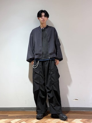 「RAGEBLUE(レイジブルー)のPUFF SLEEVE MA-1/袖ボリュームMA-1(MA-1)」を使った、りょーやさん(メンズ・180cm)の秋コーディネート