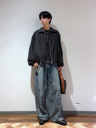「RAGEBLUE（レイジブルー）の【LUXURY＋EASY】＜イージーケア＞FAKE LEATHER COLLAR BALLOON BLOUSON/ラグイージー襟レザーバルーンブルゾン【セットアップ対応】（ブルゾン）」を使った、りょーやさん（メンズ・180cm）の秋コーディネート