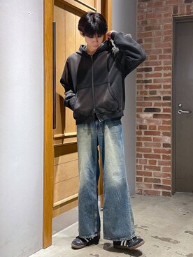 「RAGEBLUE（レイジブルー）のアイテム（パーカー）」を使った、りょーやさん（メンズ・180cm）の冬コーディネート