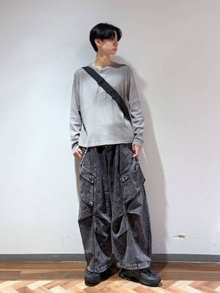 「RAGEBLUE(レイジブルー)のSPRAY DYED WAFFLE HENLEY T-SHIRT/スプレー加工ワッフルヘンリーTシャツ(Tシャツ/カットソー)」を使った、りょーやさん(メンズ・180cm)の秋コーディネート