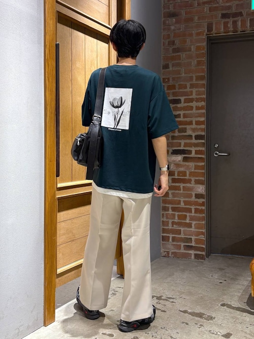 フラワーフォトプリント/オーバーサイズポンチTシャツ