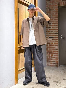 「アイテム（カーゴパンツ）」を使った、りょーやさん（メンズ・180cm・20代）の夏コーディネート