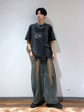 「RAGEBLUE（レイジブルー）のラバーソール/シンセティックレザーシューズ（ドレスシューズ、ブラック系）」を使った、りょーやさん（メンズ・180cm）の夏コーディネート