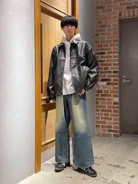 「RAGEBLUE（レイジブルー）のアイテム（パーカー）」を使った、りょーやさん（メンズ・180cm）の冬コーディネート