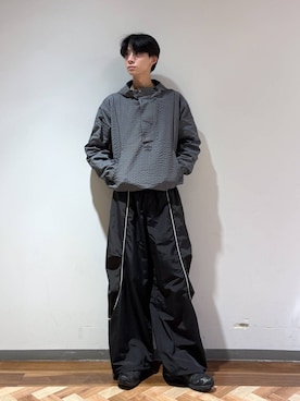 「UMBRO（アンブロ）の【umbro/アンブロ】コラボ/チェック柄アノラックパーカー（ブルゾン、グレー系）」を使った、りょーやさん（メンズ・180cm）の秋コーディネート