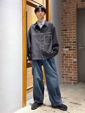 「アイテム（デニムパンツ）」を使った、りょーやさん（メンズ・180cm・20代）の秋コーディネート