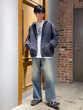 「RAGEBLUE（レイジブルー）のアイテム（パーカー）」を使った、りょーやさん（メンズ・180cm）の冬コーディネート