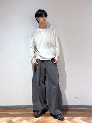 「RAGEBLUE(レイジブルー)のSPRAY DYED WAFFLE HENLEY T-SHIRT/スプレー加工ワッフルヘンリーTシャツ(Tシャツ/カットソー)」を使った、りょーやさん(メンズ・180cm)の夏コーディネート