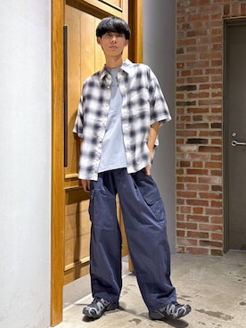 「RAGEBLUE（レイジブルー）のアイテム（カーゴパンツ）」を使った、りょーやさん（メンズ・180cm）の夏コーディネート